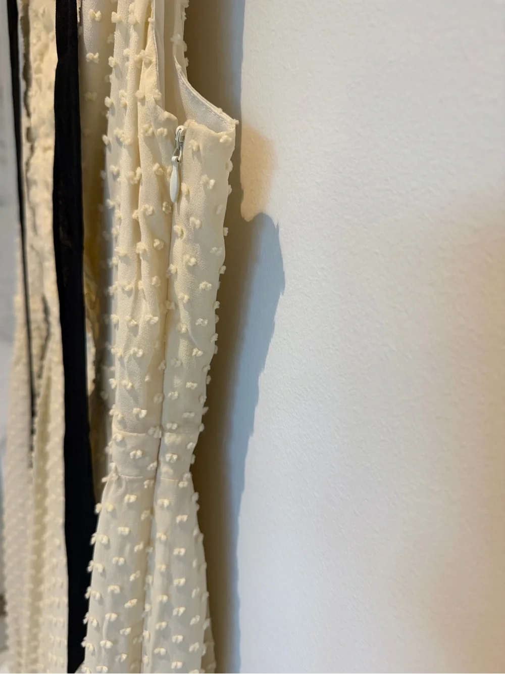 J.Crew Swiss Dot Silk Blend Cream Sleeveless Tie-Neck Dress